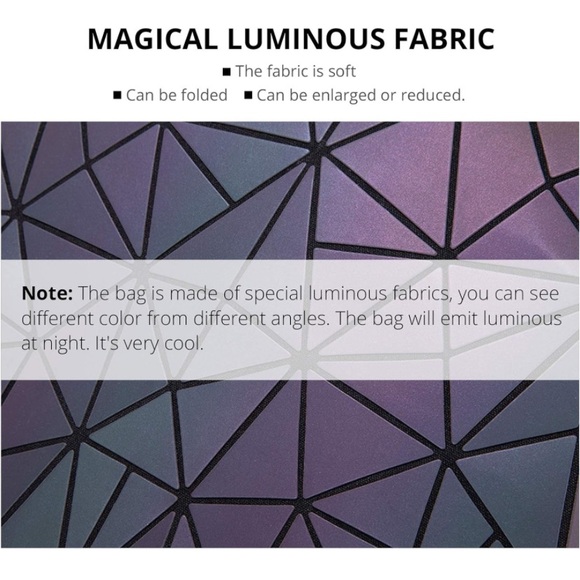 LOVEVOOK Geometric Luminous Purse - Holographic Reflective Crossbody Bag Wallet - Picture 4 of 7